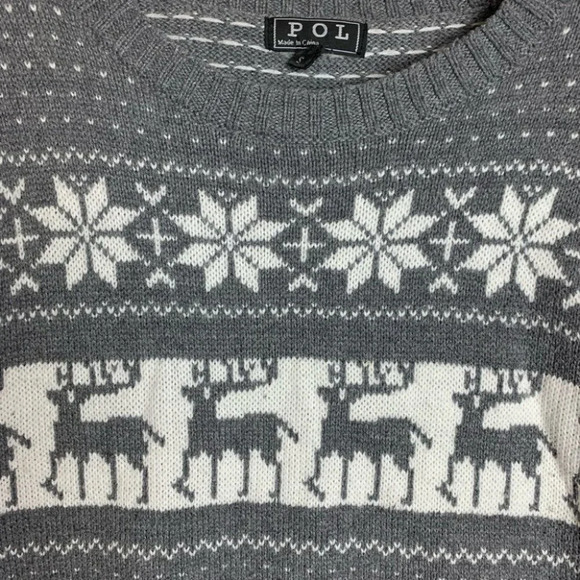 POL Nordic  Deer Sweater Womens Fair Isle Reindeer Holiday Christmas Small - Picture 5 of 9